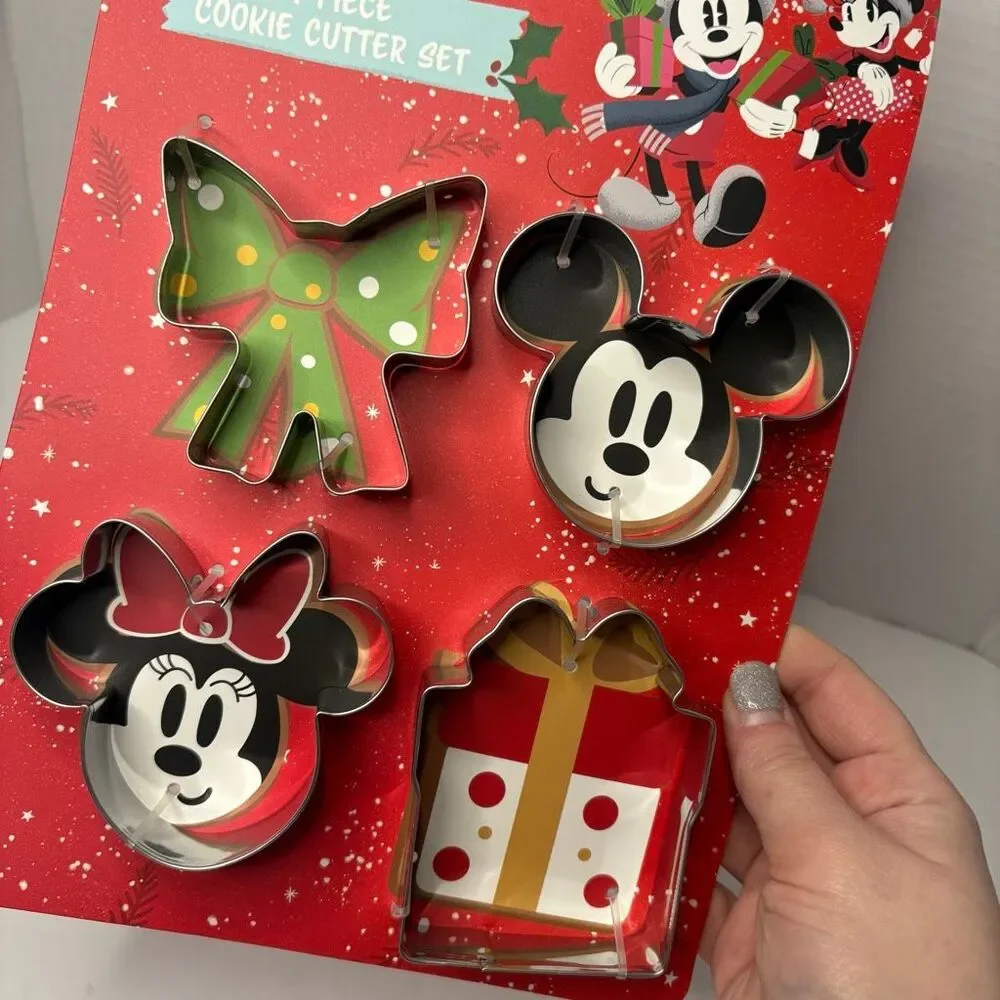 Disney Mickey Mouse Minnie Mouse Cookie Cutters Present Bow NWT